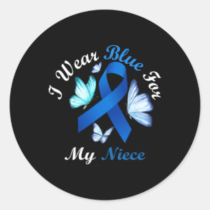 Sticker Rond Je Porte Du Bleu Pour Mon Certifié Du Diabète Papi