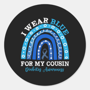 Sticker Rond Je Porte Du Bleu Pour Mon Cousin T1D Type 1 Diabèt
