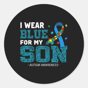 Sticker Rond Je Porte Du Bleu Pour Mon Fils Sensibilisation sur