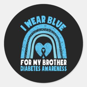 Sticker Rond Je Porte Du Bleu Pour Mon Frère Frère De Sensibili