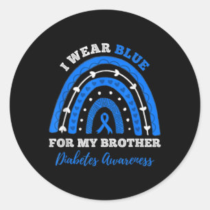 Sticker Rond Je Porte Du Bleu Pour Mon Frère T1D Type 1 Diabète