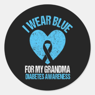 Sticker Rond Je Porte Du Bleu Pour Mon Grand-Mère Gran De Sensi