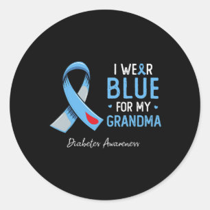 Sticker Rond Je Porte Du Bleu Pour Mon Grand-Mère Sensibilisati