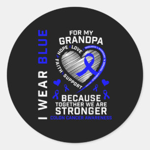 Sticker Rond Je Porte Du Bleu Pour Mon Grand-Père Colon Sensibi