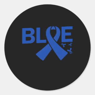 Sticker Rond Je Porte Du Bleu Pour Mon Père Syndrome Chronique