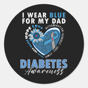 Sticker Rond Je Porte Du Bleu Pour Mon Père Type 1 Sensibilisat