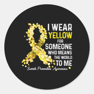 Sticker Rond Je Porte Du Jaune À Quelqu'Un Qui Manque De Préven