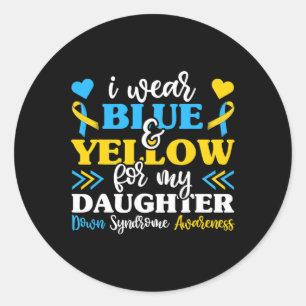 Sticker Rond Je Porte Du Jaune Bleu Pour Ma Fille Monde En Bas