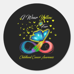 Sticker Rond Je porte du jaune pour la sensibilisation au cance