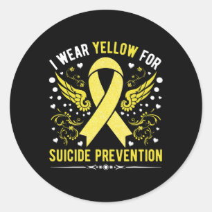 Sticker Rond Je Porte Du Jaune Pour Le Sujet De Sensibilisation