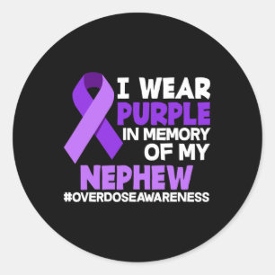 Sticker Rond Je Porte Du Purple En Mémoire De Mon Cadeau Nephew