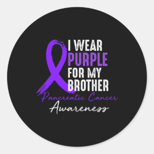 Sticker Rond Je Porte Du Purple Pour Frère Pancréatique Cancer 