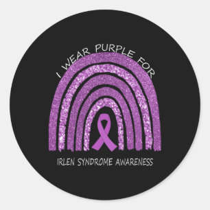 Sticker Rond Je Porte Du Purple Pour La Sensibilisation Au Synd