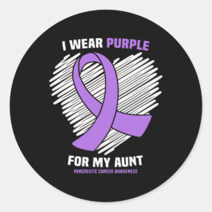 Sticker Rond Je Porte Du Purple Pour Ma Tante Accordée De Cance