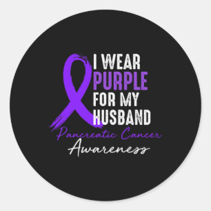 Sticker Rond Je Porte Du Purple Pour Mari Pancréatique Cancer A