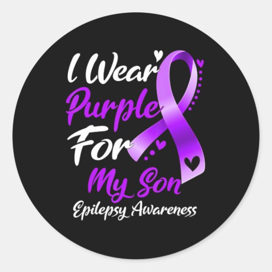 Sticker Rond Je Porte Du Purple Pour Mon Fils Cadeaux De Sensib (Devant)
