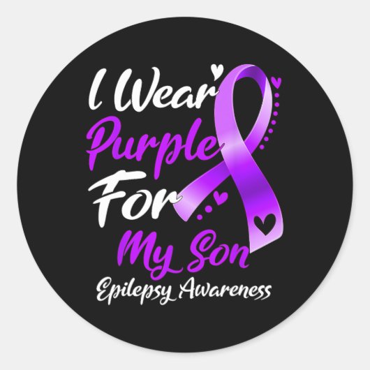 Sticker Rond Je Porte Du Purple Pour Mon Fils Cadeaux De Sensib (Devant)