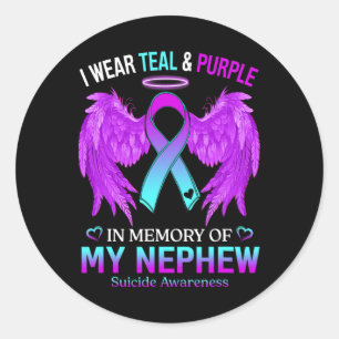 Sticker Rond Je Porte Du Purple Turquoise En Mémoire Du Suicide