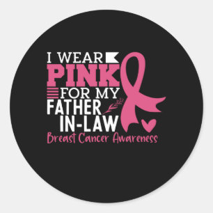 Sticker Rond Je Porte du Rose pour le Cancer du Sein de Mon Bea