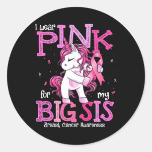Sticker Rond Je Porte Du Rose Pour Ma Soeur Chemise Cancer Du S