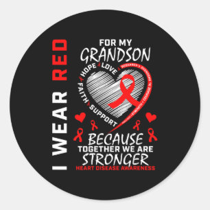 Sticker Rond Je Porte Du Rouge Pour La Journée De Sensibilisati