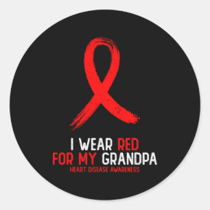 Sticker Rond Je Porte Du Rouge Pour La Journée De Sensibilisati