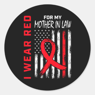 Sticker Rond Je Porte Du Rouge Pour La Maladie Cardiaque De Ma