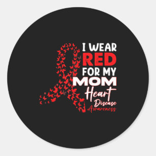 Sticker Rond Je Porte Du Rouge Pour Ma Mère Mois De La Sensibil