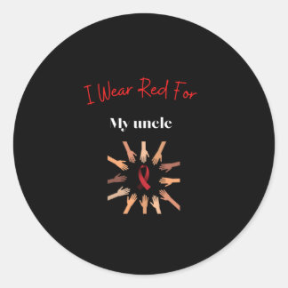 Sticker Rond Je Porte Du Rouge Pour Mon Oncle.