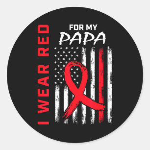 Sticker Rond Je porte du rouge pour mon papa pour la sensibilis