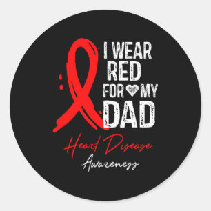 Sticker Rond Je Porte Du Rouge Pour Mon Père T-Shirt Sensibilis