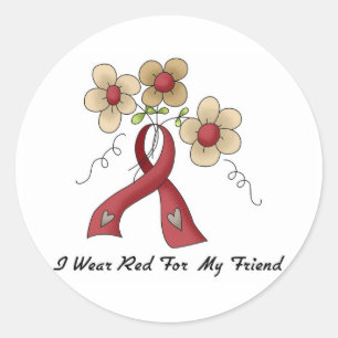 Sticker Rond Je Porte Du Rouge Pour Un Ami