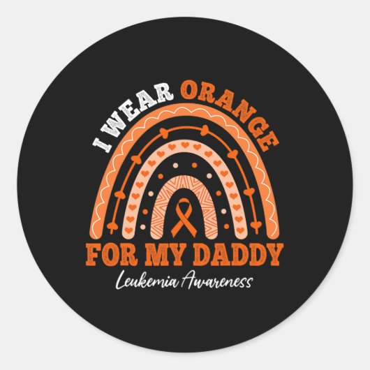 Sticker Rond Je Porte Du Ruban Orange Pour La Sensibilisation À (Devant)