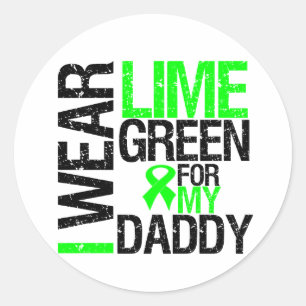 Sticker Rond Je Porte Du Ruban Vert À La Chaux Pour Mon Papa L