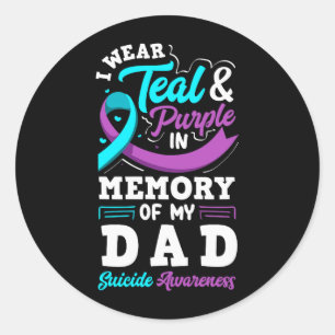 Sticker Rond Je porte du sarcelle et du violet en mémoire de mo