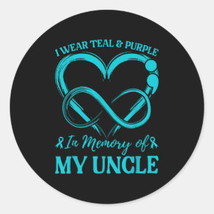 Sticker Rond Je porte du sarcelle et du violet en mémoire de mo