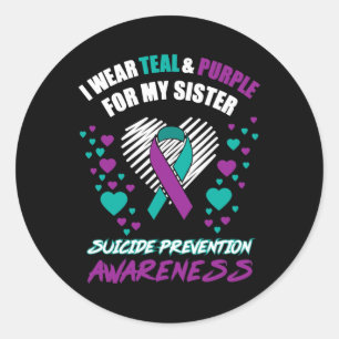 Sticker Rond Je Porte Du Tealand Purple Pour Ma Soeur Suicide P