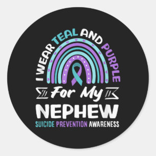 Sticker Rond Je Porte Du Turquoise Et Du Violet Pour La Prévent