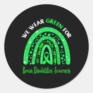 Sticker Rond Je Porte Du Vert Pour Les Handicapés Du Cerveau Mi