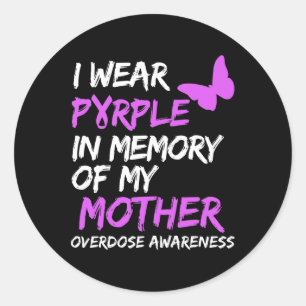 Sticker Rond Je porte du violet en mémoire de ma mère sensibili