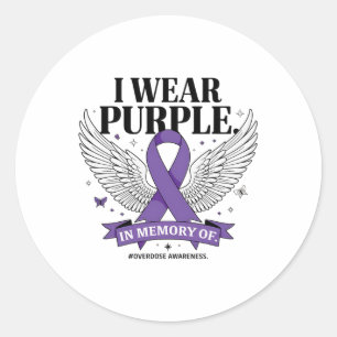 Sticker Rond Je porte du violet en mémoire de mon fils Sensibil