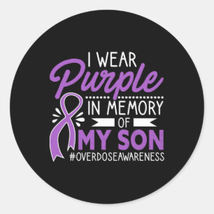 Sticker Rond Je Porte Du Violet En Mémoire De Mon Fils Surdose