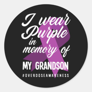 Sticker Rond Je Porte Du Violet En Mémoire De Mon Petit-Fils Su
