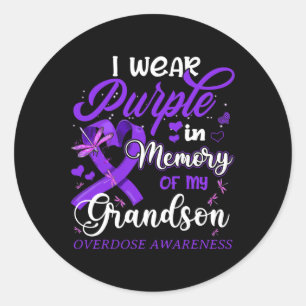 Sticker Rond Je Porte Du Violet En Mémoire De Mon Petit-Fils Su