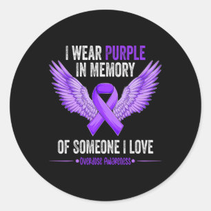 Sticker Rond Je Porte Du Violet En Mémoire De Quelqu'Un Que J'A