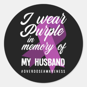 Sticker Rond Je Porte Du Violet En Mémoire Pour L'Overdose De M