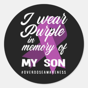 Sticker Rond Je Porte Du Violet En Mémoire Pour Mon Fils Surdos
