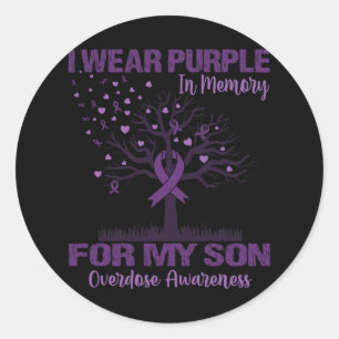 Sticker Rond Je Porte Du Violet En Mémoire Pour Mon Fils Surdos