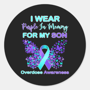 Sticker Rond Je Porte Du Violet En Mémoire Pour Mon Fils Surdos
