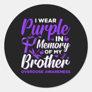Sticker Rond Je Porte Du Violet En Mémoire Pour Mon Frère Surdo
